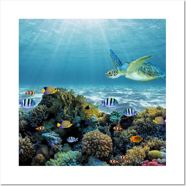 Aquatic Coral Reef Background Wall Art by ACGraphics